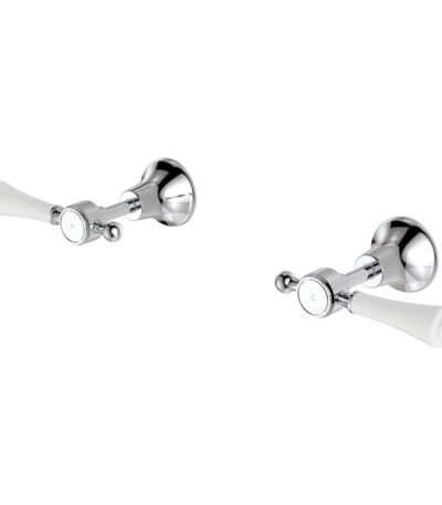 Lillian Lever Wall Top Assemblies, Chrome with Ceramic White Handle