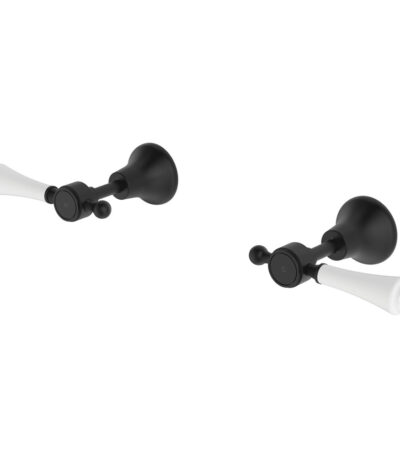 Lillian Lever Wall Top Assemblies, Matte Black with Ceramic White Handle