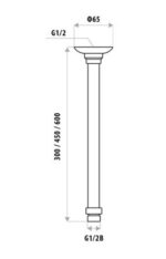 LINKWARE T35 ROUND CEILING ARM CHROME / MATTE BLACK - Urban Designs Bathroom and Kitchen