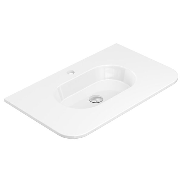 Lola Gloss Full Depth Curved Ceramic Basin Top 750mm 1TH