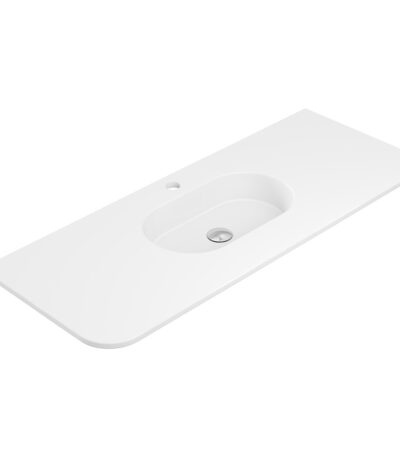 Lola Matte Full Depth Curved Ceramic Basin Top 1200mm 1TH