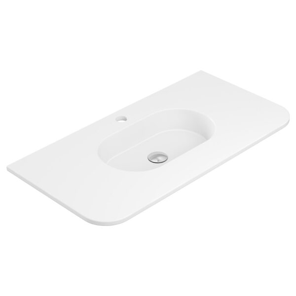 Lola Matte Full Depth Curved Ceramic Basin Top 900mm 1TH