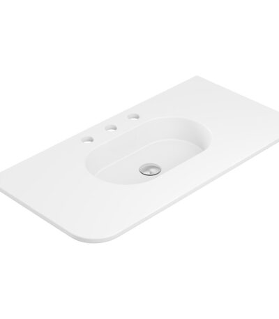Lola Matte Full Depth Curved Ceramic Basin Top 900mm 3TH