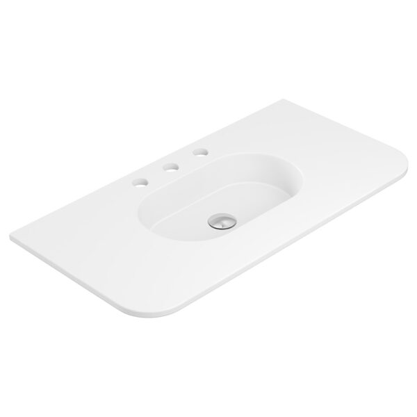 Lola Matte Full Depth Curved Ceramic Basin Top 900mm 3TH