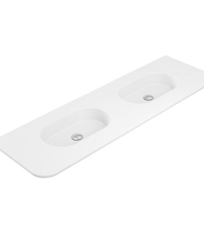 Lola Matte Full Depth Curved Ceramic Basin Top Double Bowl 1500mm NTH