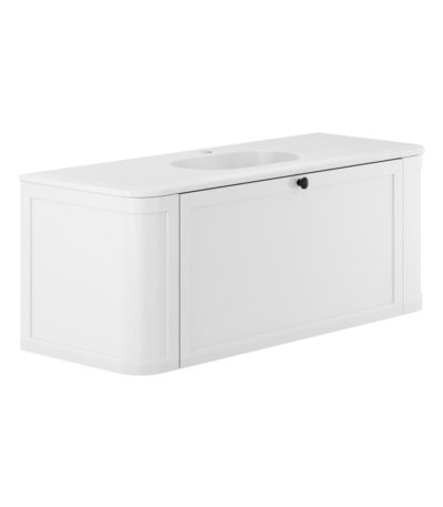 Lola Matte Mila Curved Satin White 1200 Wall-Hung Vanity 1TH