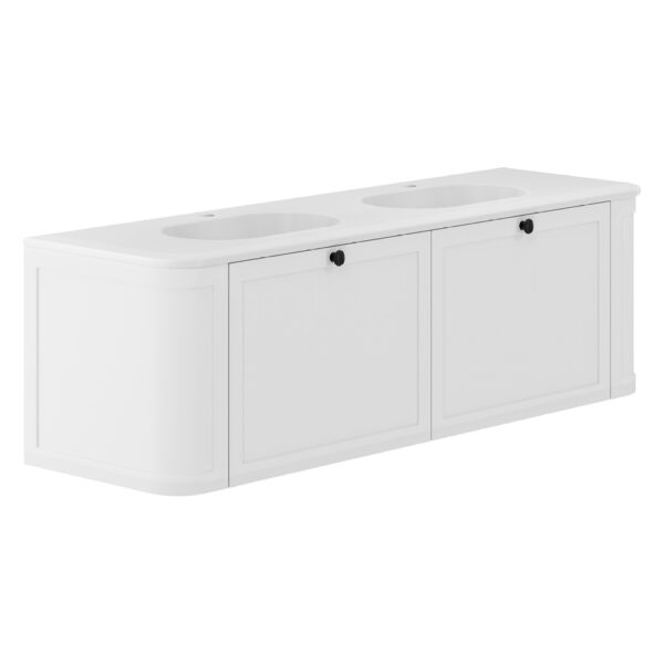 Lola Matte Mila Curved Satin White 1500 Wall-Hung Vanity 1TH