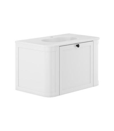 Lola Matte Mila Curved Satin White 750 Wall-Hung Vanity 1TH
