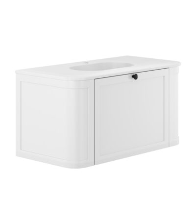 Lola Matte Mila Curved Satin White 900 Wall-Hung Vanity 1TH