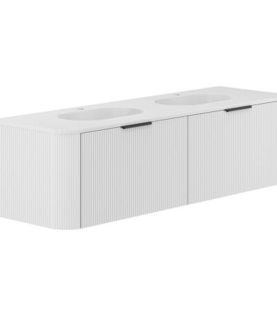 Lola Matte Minka Curved Satin White 1500 Wall-Hung Vanity 1TH