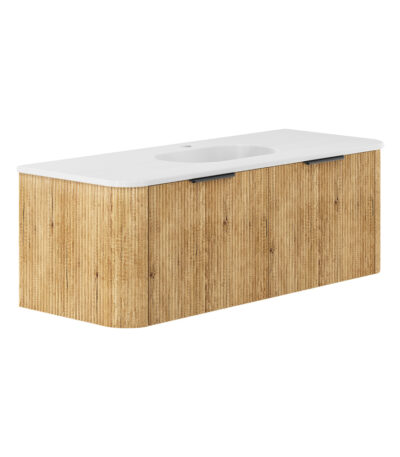 Lola Matte Minka Curved Scandi Oak 1200 Wall-Hung Vanity 1TH
