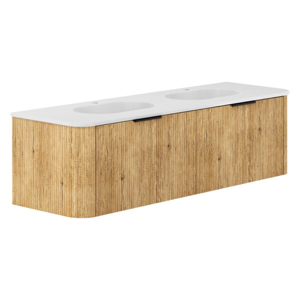 Lola Matte Minka Curved Scandi Oak 1500 Wall-Hung Vanity 1TH