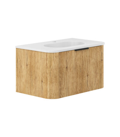 Lola Matte Minka Curved Scandi Oak 750 Wall-Hung Vanity 1TH