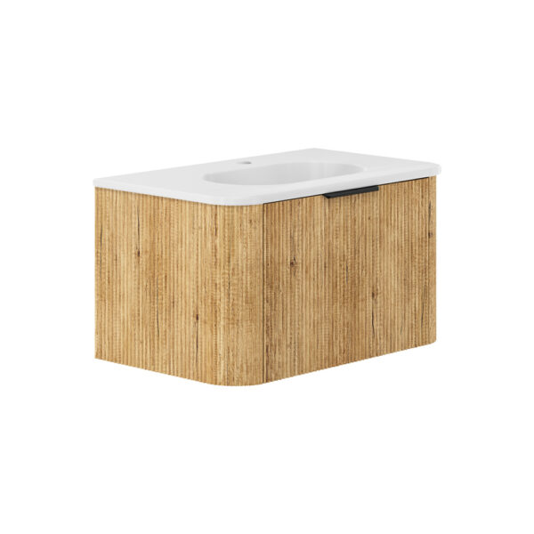 Lola Matte Minka Curved Scandi Oak 750 Wall-Hung Vanity 1TH