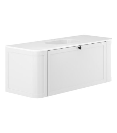 Lola Mila Curved Satin White 1200 Wall-Hung Vanity 1TH