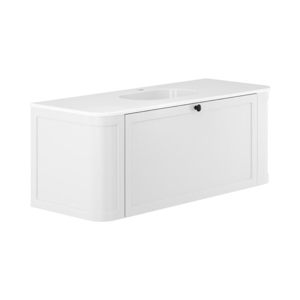 Lola Mila Curved Satin White 1200 Wall-Hung Vanity 1TH