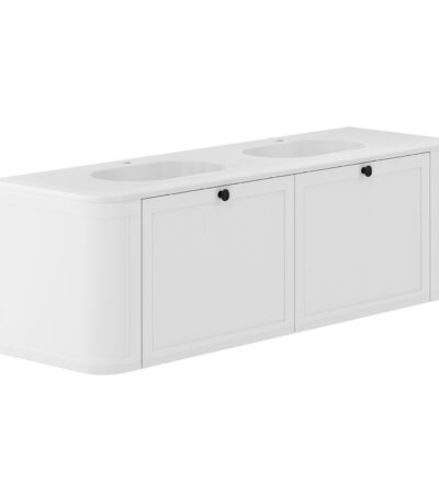 Lola Mila Curved Satin White 1500 Wall-Hung Vanity 1TH