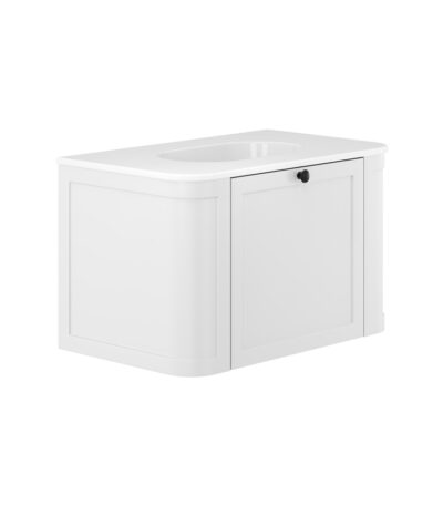 Lola Mila Curved Satin White 750 Wall-Hung Vanity 1TH