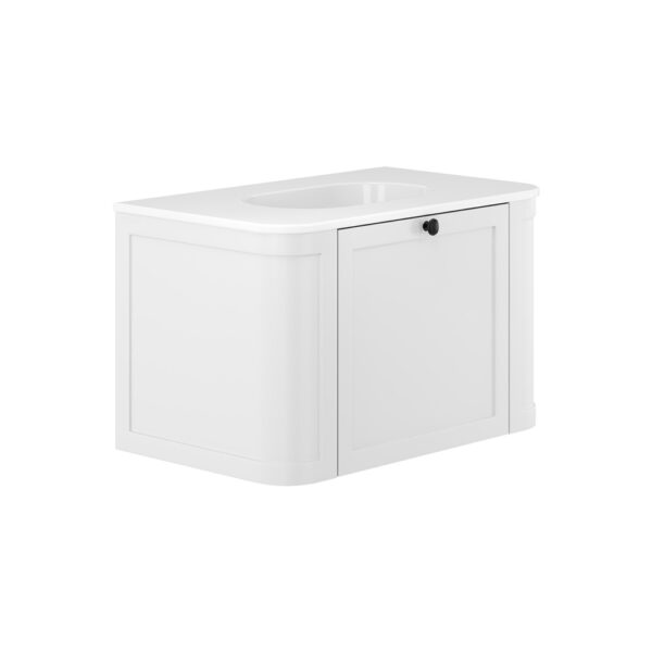 Lola Mila Curved Satin White 750 Wall-Hung Vanity 1TH