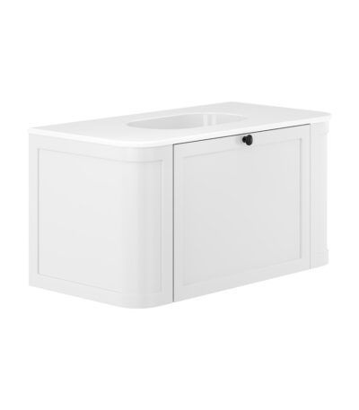 Lola Mila Curved Satin White 900 Wall-Hung Vanity 1TH