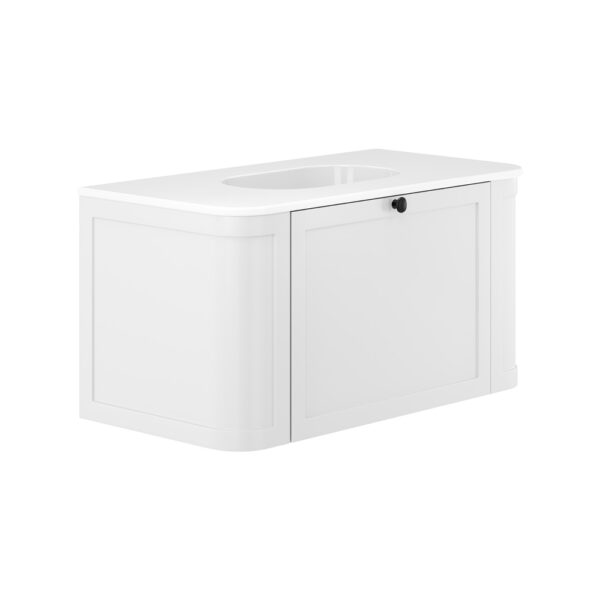 Lola Mila Curved Satin White 900 Wall-Hung Vanity 1TH