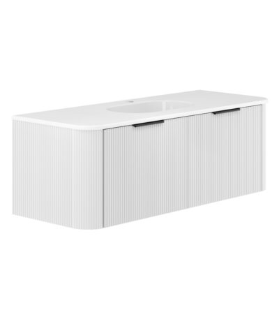 Lola Minka Curved Satin White 1200 Wall-Hung Vanity 1TH