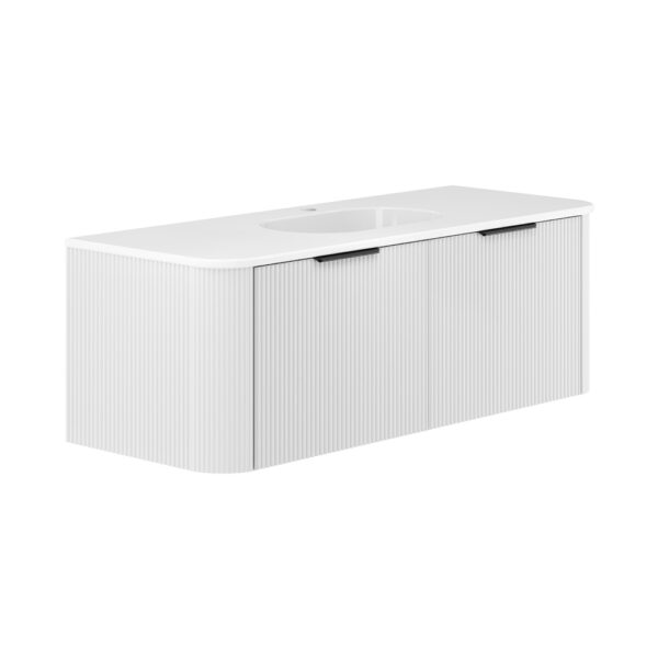 Lola Minka Curved Satin White 1200 Wall-Hung Vanity 1TH