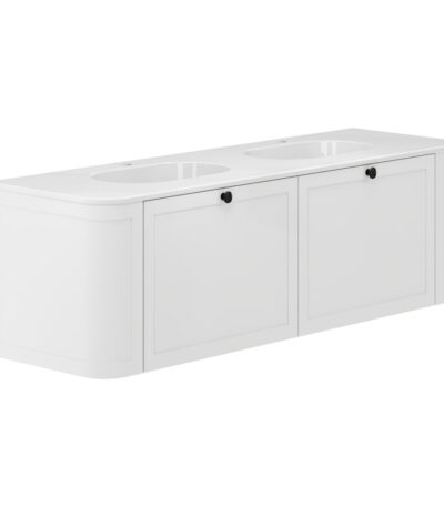 Lola Minka Curved Satin White 1500 Wall-Hung Vanity 1TH