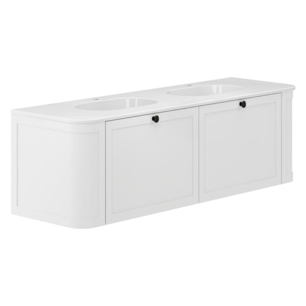 Lola Minka Curved Satin White 1500 Wall-Hung Vanity 1TH
