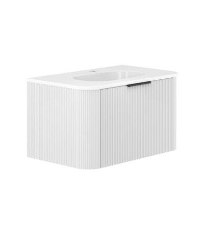 Lola Minka Curved Satin White 750 Wall-Hung Vanity 1TH