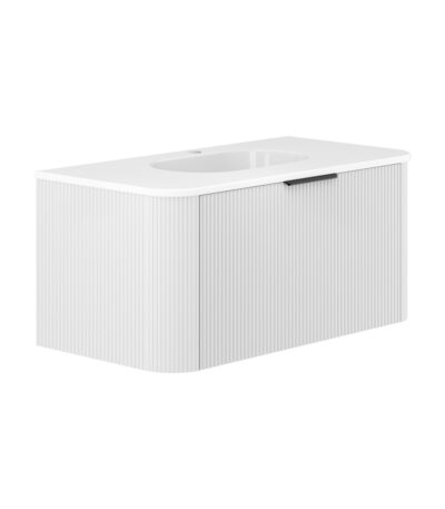 Lola Minka Curved Satin White 900 Wall-Hung Vanity 1TH