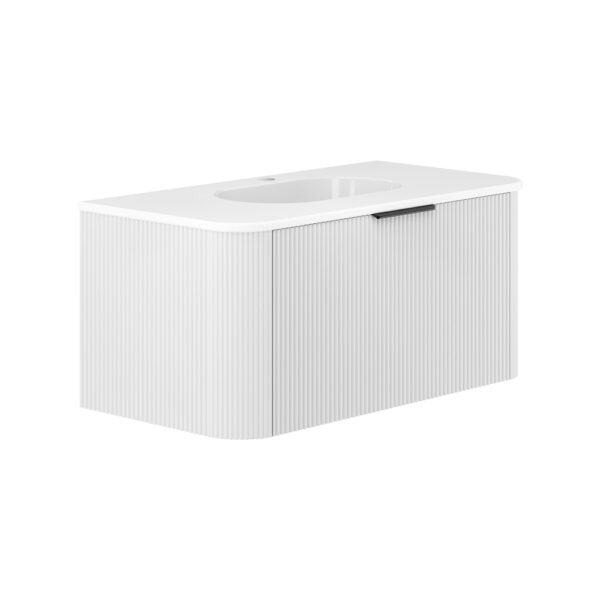 Lola Minka Curved Satin White 900 Wall-Hung Vanity 1TH