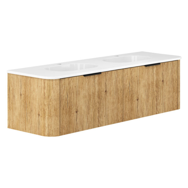 Lola Minka Curved Scandi Oak 1500 Wall-Hung Vanity 1TH