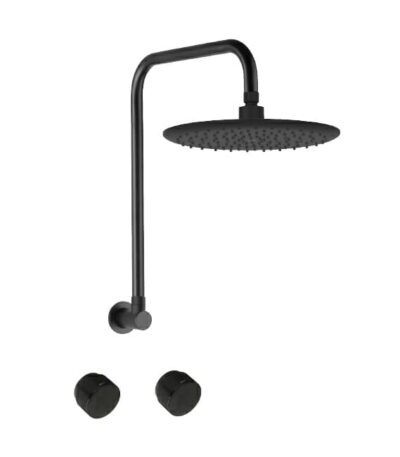 Loui Matt Black Gooseneck Shower Set | P6153BK/T9083BK