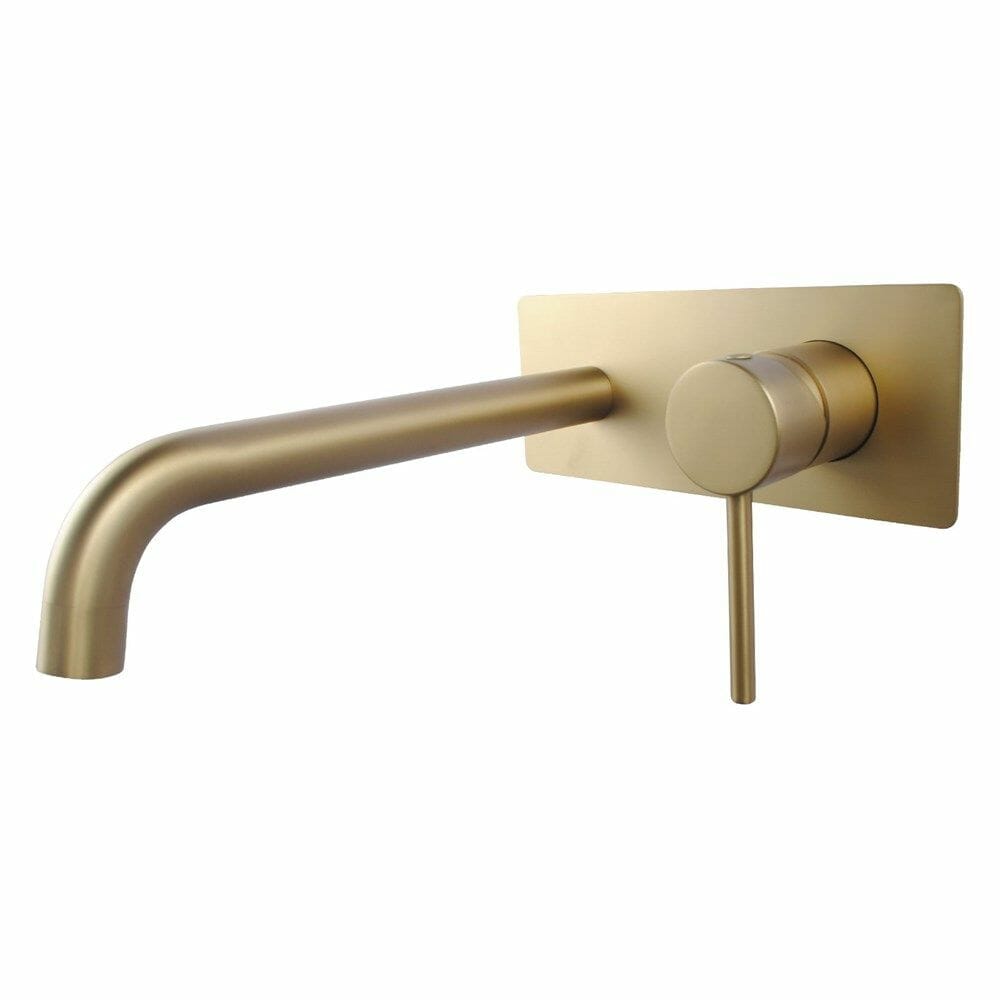 LUCID PIN Brushed Gold Wall Mixer With Spout | BUYG0144-2.BM