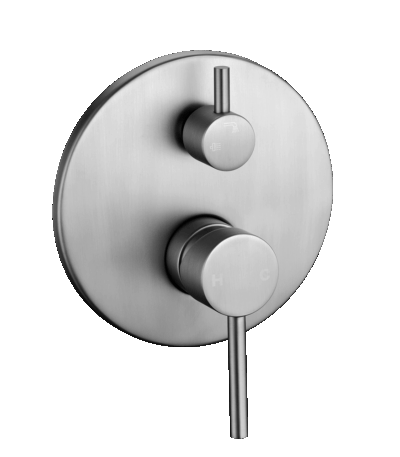 LUCID PIN Round Brushed Nickel Wall Mixer with Diverter | BU0125-2.ST
