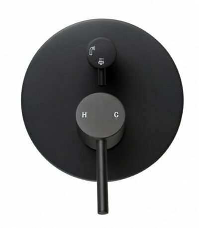 LUCID PIN Round Matte Black Shower/Bath Mixer Diverter | OX0125.ST