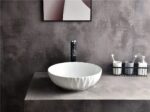 Luna - 400mm Gloss White Rubby Round Above Counter Basin - CLA-435-H | 400x400x120mm