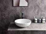 Luna - 400mm Gloss White Rubby Round Above Counter Basin - CLA-435-H | 400x400x120mm