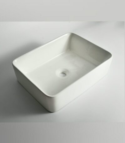 Luna - 480mm Gloss White Rectangular Above Counter Basin | 480x370x130mm | CLA-022