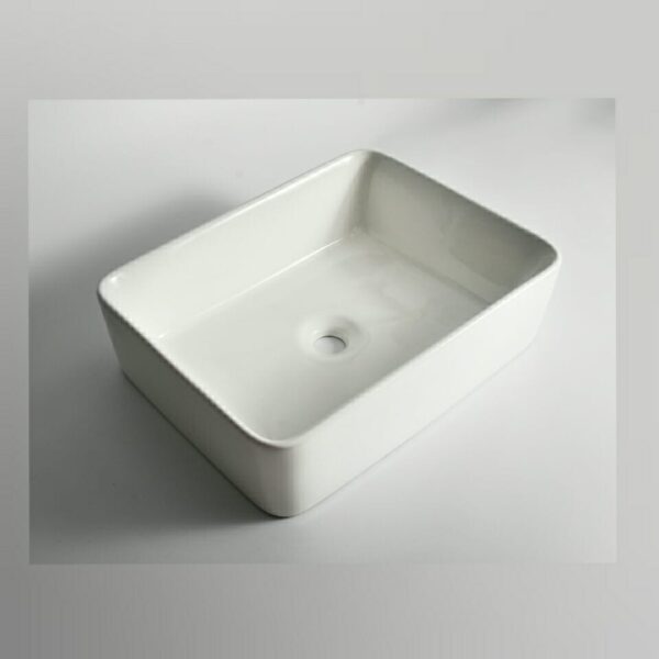 Luna - 480mm Gloss White Rectangular Above Counter Basin | 480x370x130mm | CLA-022