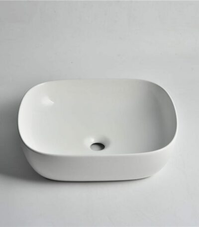Luna - 480mm Gloss White Square Above Counter Basin - CLA-419 | 480x395x145mm