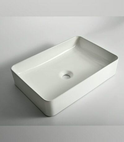 Luna - 500mm Gloss White Rectangular Above Counter Basin | 500x335x110mm | CLA-442B