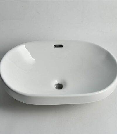 Luna - 605mm Gloss White Oval Semi-Insert Basin - CLA-B6048