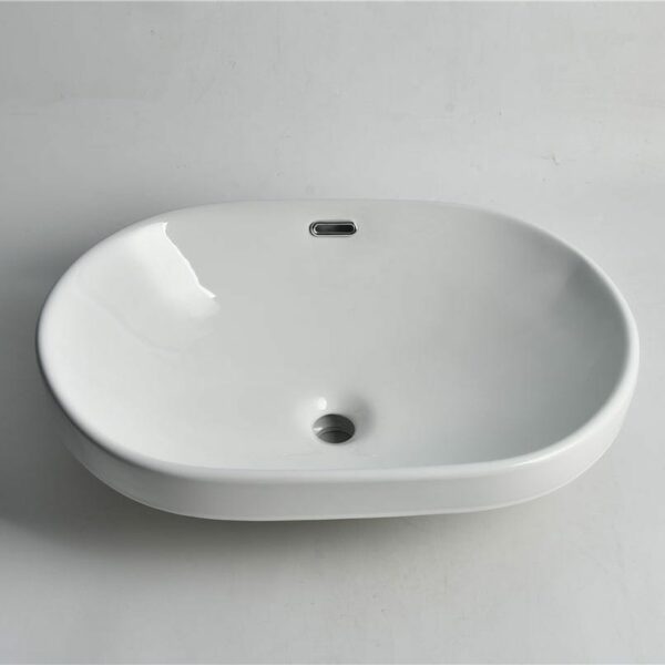 Luna - 605mm Gloss White Oval Semi-Insert Basin - CLA-B6048