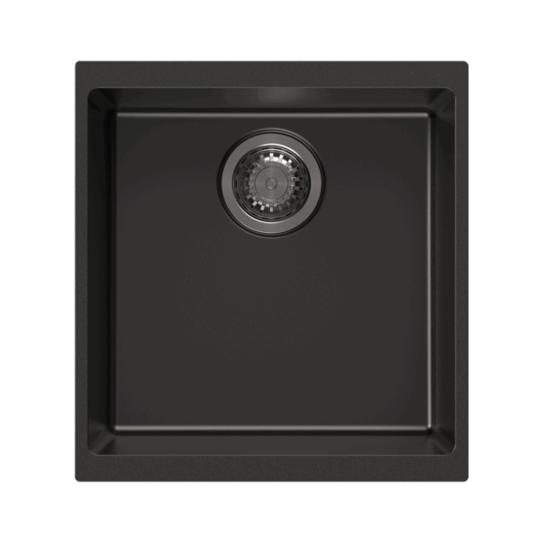 Matt Black Carysil Enigma N100M Granite Single Bowl Stone Kitchen Sink - 430x460x200mm | TWM-EN100M