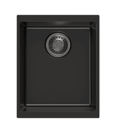 Matt Black Carysil Enigma N100N Granite Single Bowl Stone Kitchen Sink - 370x460x200mm | TWM-EN100N