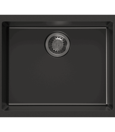 Matt Black Carysil Enigma N100S Granite Single Bowl Stone Kitchen Sink - 530x460x200mm | TWM-EN100S