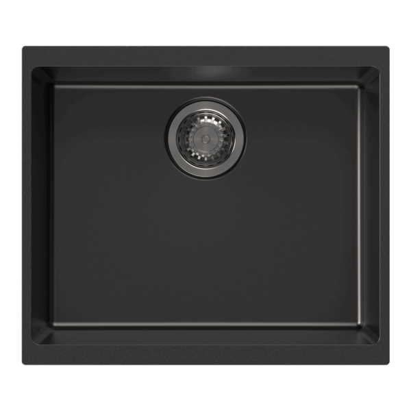 Matt Black Carysil Enigma N100S Granite Single Bowl Stone Kitchen Sink - 530x460x200mm | TWM-EN100S