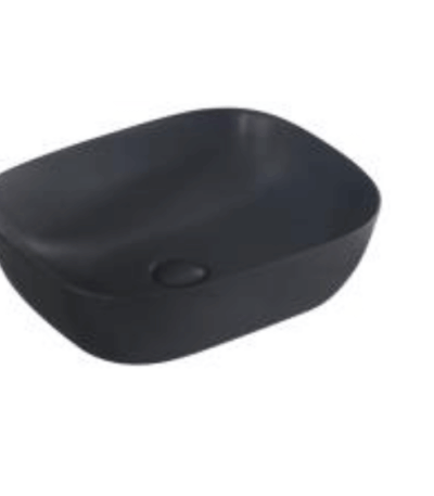 Matt Black Round-Edged Rectangular Ceramic Basin | 465 x 375 x 120mm | PA4637MB